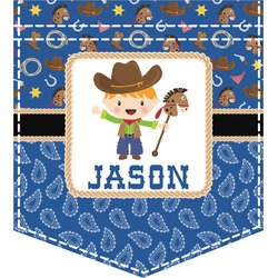 Blue Western Iron On Faux Pocket (Personalized)