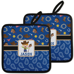Blue Western Pot Holders - Set of 2 w/ Name or Text