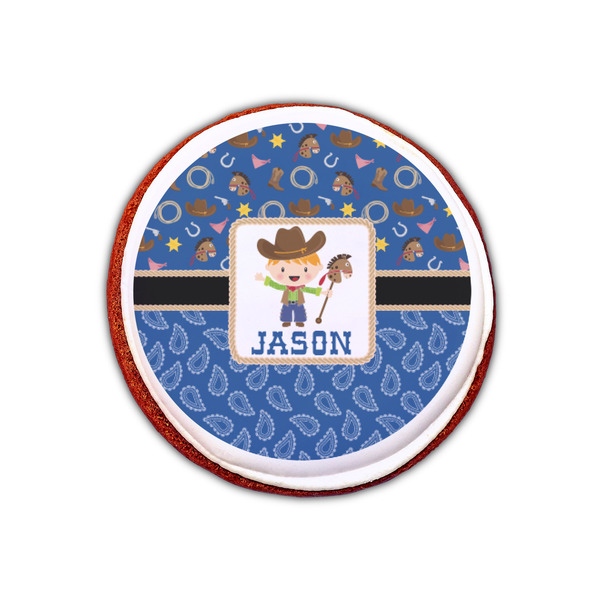Blue Western Printed Icing Circle - XSmall - On Cookie