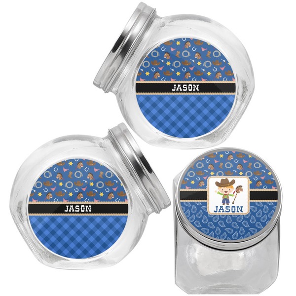 Blue Western Puppy Treat Jar - Top Left Right