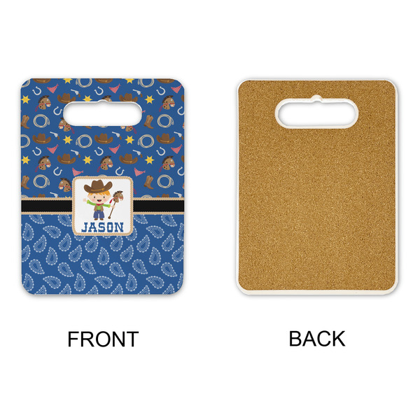 Blue Western Rectangle Trivet with Handle - APPROVAL