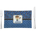 Blue Western Glass Rectangular Lunch / Dinner Plate (Personalized)