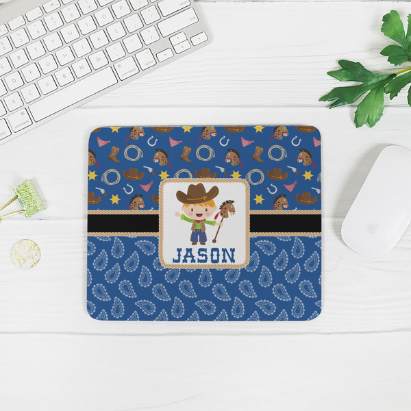 Blue Western Rectangular Mouse Pad - LIFESTYLE 2
