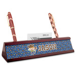 Blue Western Red Mahogany Nameplate with Business Card Holder (Personalized)