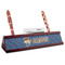 Blue Western Red Mahogany Nameplates with Business Card Holder - Angle