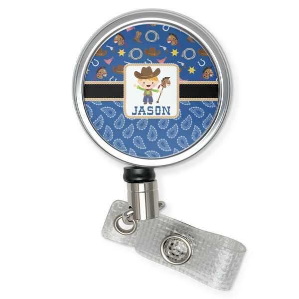 Custom Blue Western Retractable Badge Reel (Personalized)
