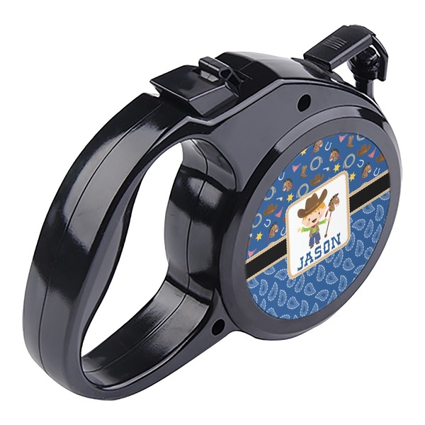 Blue Western Retractable Dog Leash - Angle