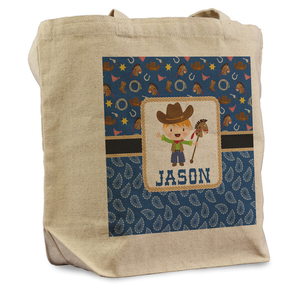 Custom Blue Western Reusable Cotton Grocery Bag (Personalized)