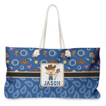 Blue Western Large Tote Bag with Rope Handles (Personalized)