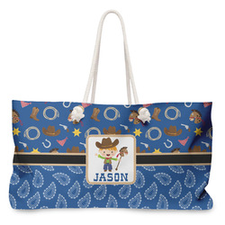 Blue Western Large Tote Bag with Rope Handles (Personalized)