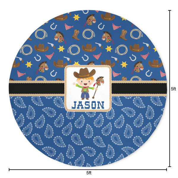 Blue Western Round Area Rug - Size