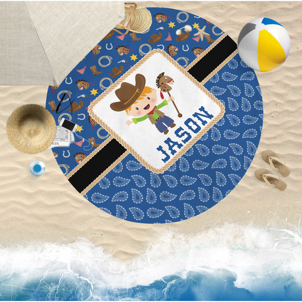Blue Western Round Beach Towel Lifestyle