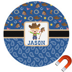 Blue Western Round Car Magnet - 6" (Personalized)