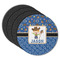 Blue Western Round Rubber Backed Coasters - Set of 4 (Personalized)
