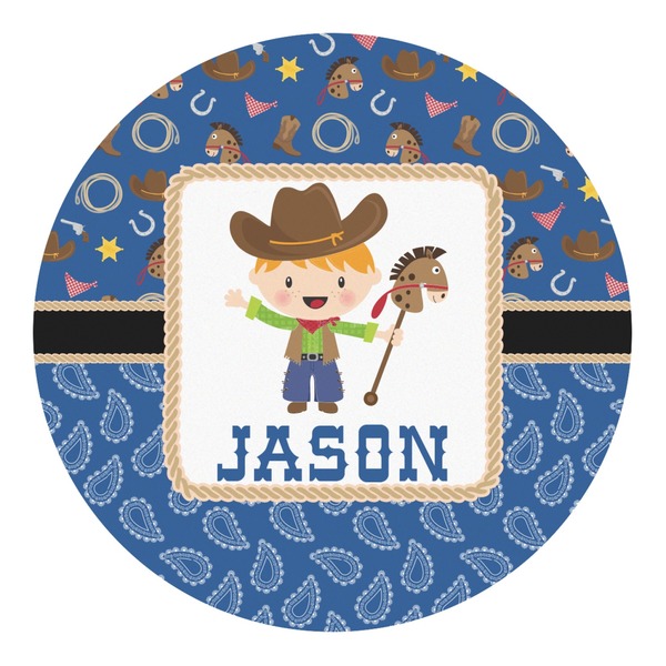 Custom Blue Western Round Decal - Large (Personalized)