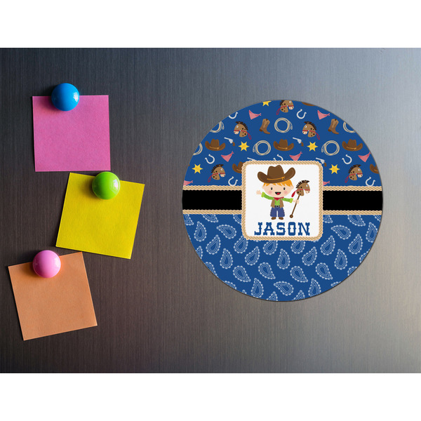 Blue Western Round Fridge Magnet - LIFESTYLE