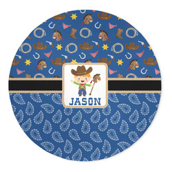 Blue Western 5' Round Indoor Area Rug (Personalized)