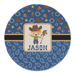 Blue Western Round Linen Placemat (Personalized)