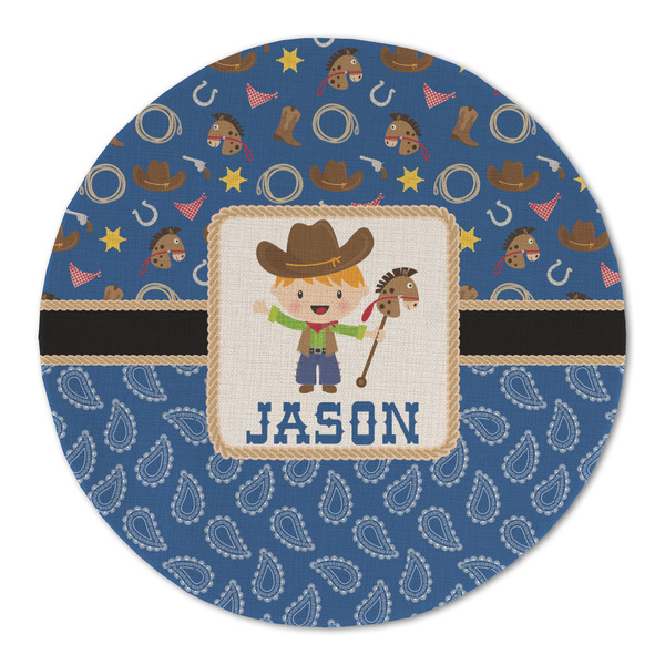 Custom Blue Western Round Linen Placemat (Personalized)