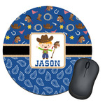 Blue Western Round Mouse Pad (Personalized)