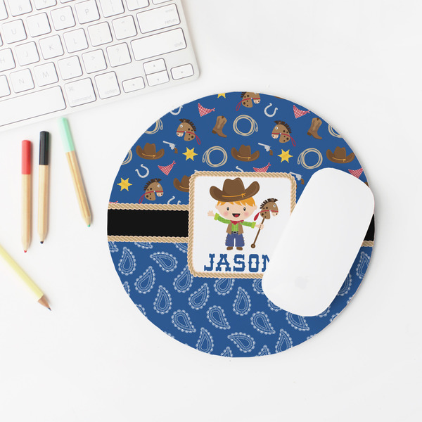 Blue Western Round Mousepad - LIFESTYLE 2