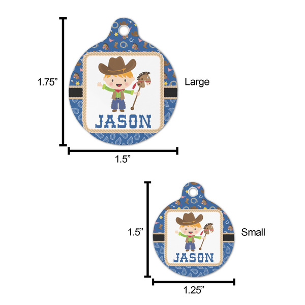 Blue Western Round Pet ID Tag - Large - Comparison Scale