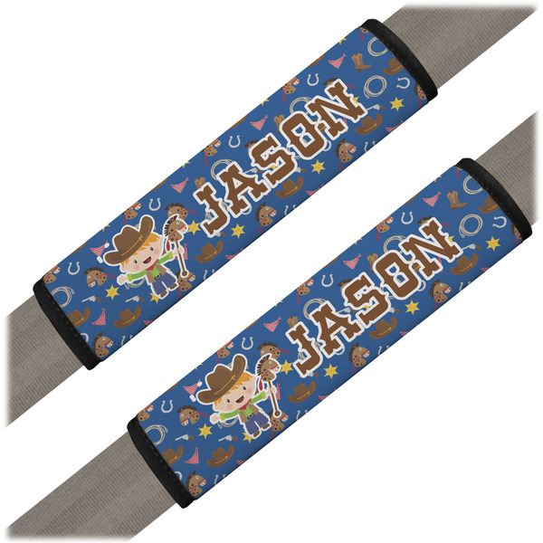 Custom Blue Western Seat Belt Covers (Set of 2) (Personalized)