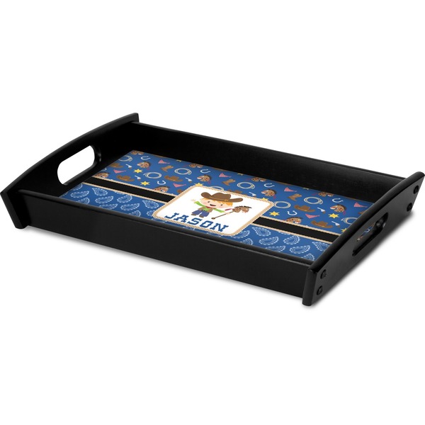 Blue Western Serving Tray Black - Corner
