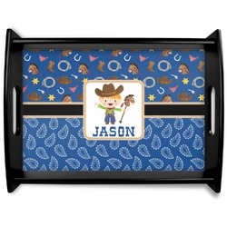 Blue Western Black Wooden Tray - Large (Personalized)