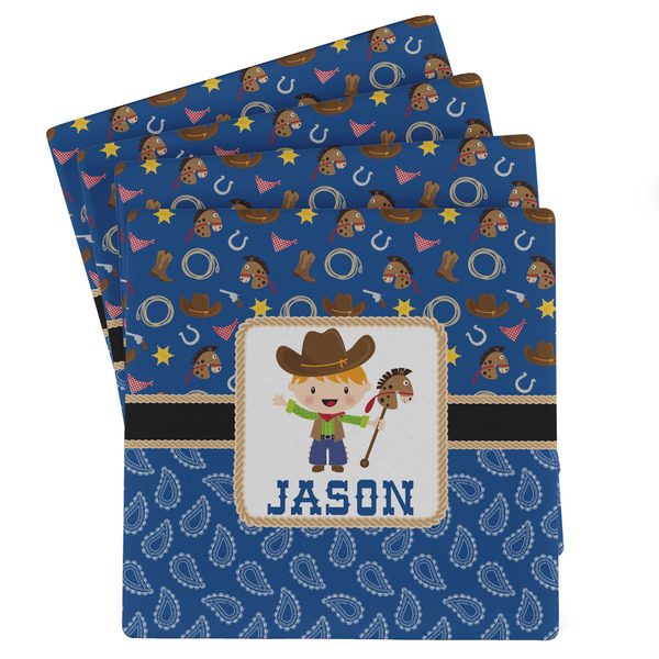 Custom Blue Western Absorbent Stone Coasters - Set of 4 (Personalized)