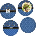 Blue Western Set of 4 Glass Lunch / Dinner Plate 10" (Personalized)