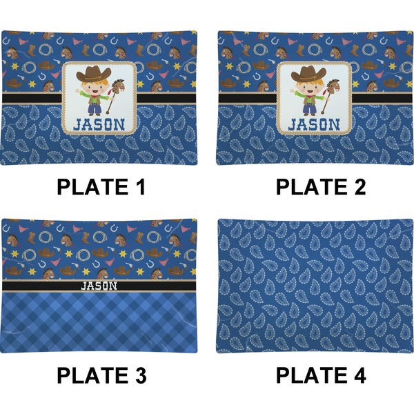 Blue Western Set of Rectangular Appetizer / Dessert Plates (Approval)