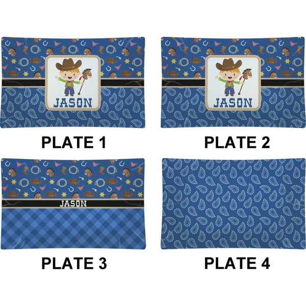 Blue Western Set of Rectangular Dinner Plates (Approval)