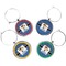 Blue Western Set of Silver Wine Wine Charms