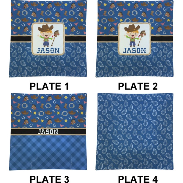 Blue Western Set of Square Dinner Plates (Approval)