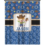 Blue Western Extra Long Shower Curtain - 70"x84" (Personalized)