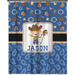 Blue Western Extra Long Shower Curtain - 70"x84" (Personalized)