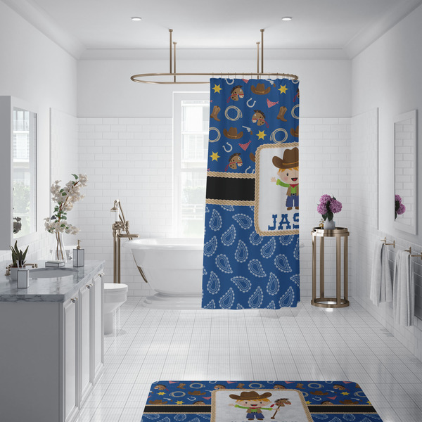 Blue Western Shower Curtain - Custom Size
