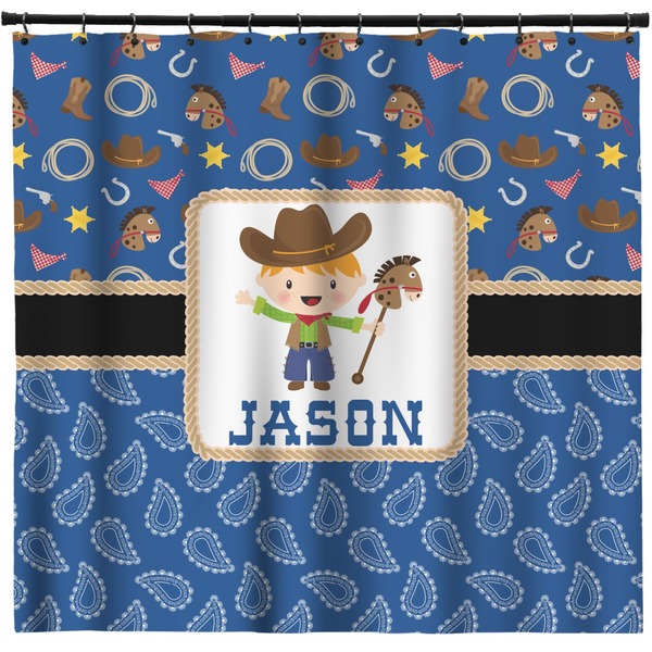 Custom Blue Western Shower Curtain (Personalized)