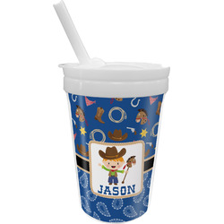 Blue Western Sippy Cup with Straw (Personalized)