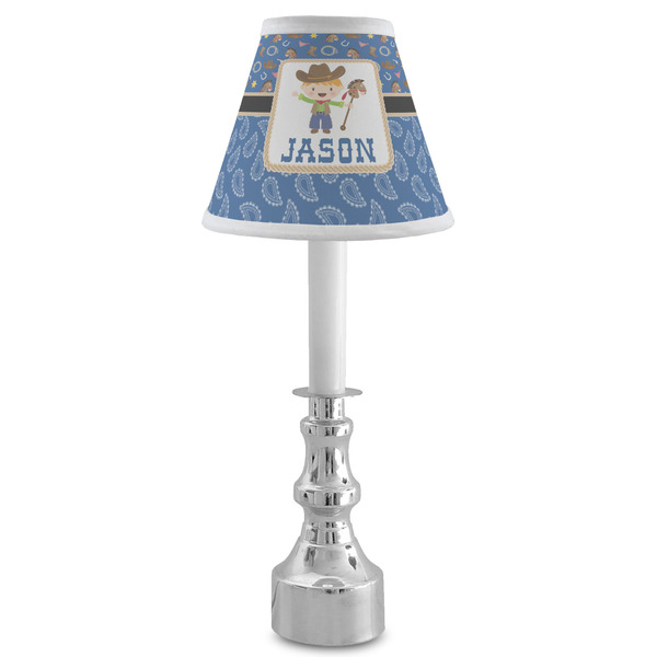 Blue Western Small Chandelier Lamp - LIFESTYLE (on candle stick)
