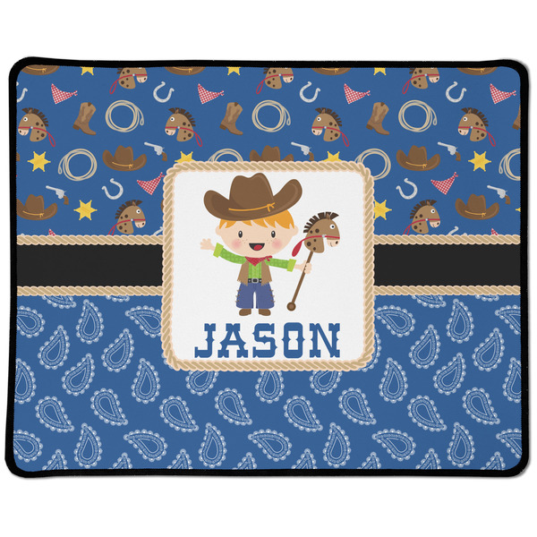 Custom Blue Western Large Gaming Mouse Pad - 12.5" x 10" (Personalized)