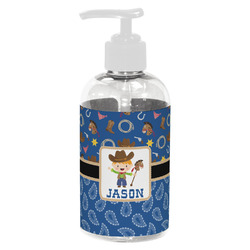 Blue Western Plastic Soap / Lotion Dispenser (8 oz - Small - White) (Personalized)