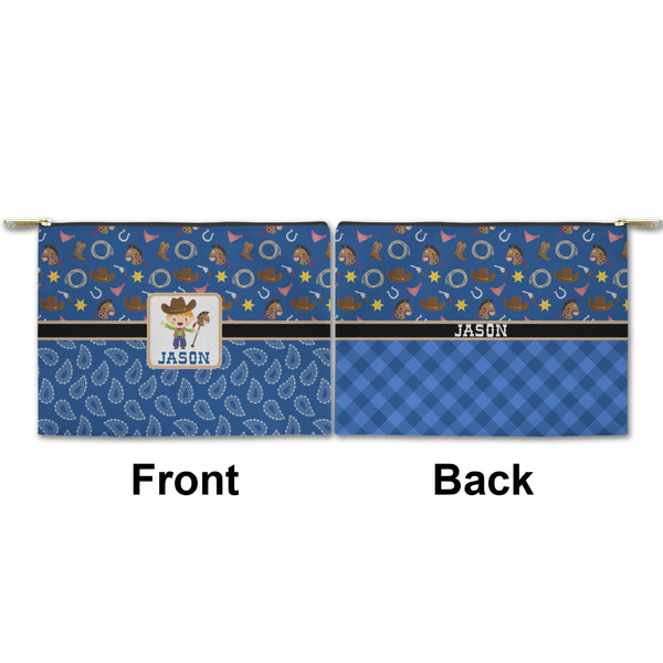 Blue Western Small Zipper Pouch Approval (Front and Back)