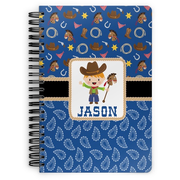 Custom Blue Western Spiral Notebook - 7x10 w/ Name or Text