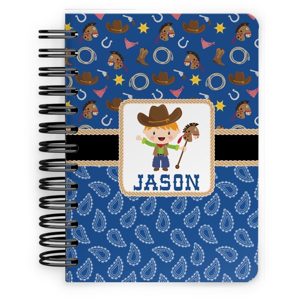 Custom Blue Western Spiral Notebook - 5x7 w/ Name or Text