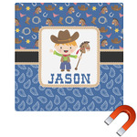 Blue Western Square Car Magnet - 10" (Personalized)