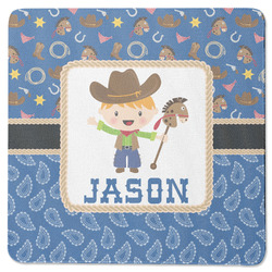 Blue Western Square Rubber Backed Coaster (Personalized)
