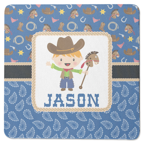 Blue Western Square Coaster Rubber Back - Single