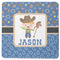 Blue Western Square Rubber Backed Coaster (Personalized)